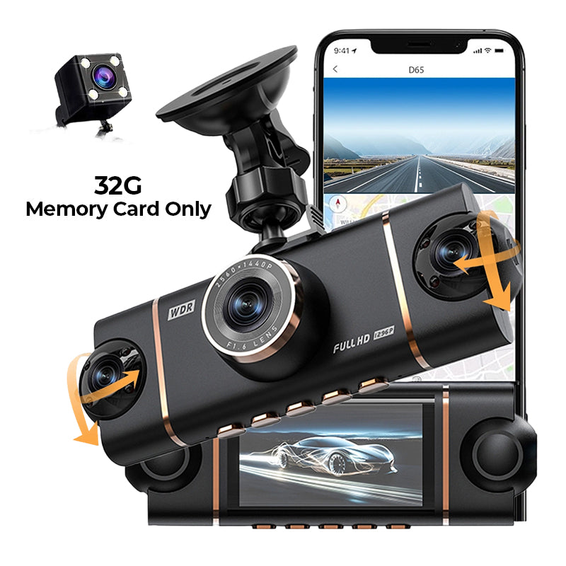 🔥2026: Starten Sie mit dem perfekten Überblick! 🚘📹 4-Kanal HD-Dashcam mit Rundum-Aufnahme (Front, Innenraum, Heck)