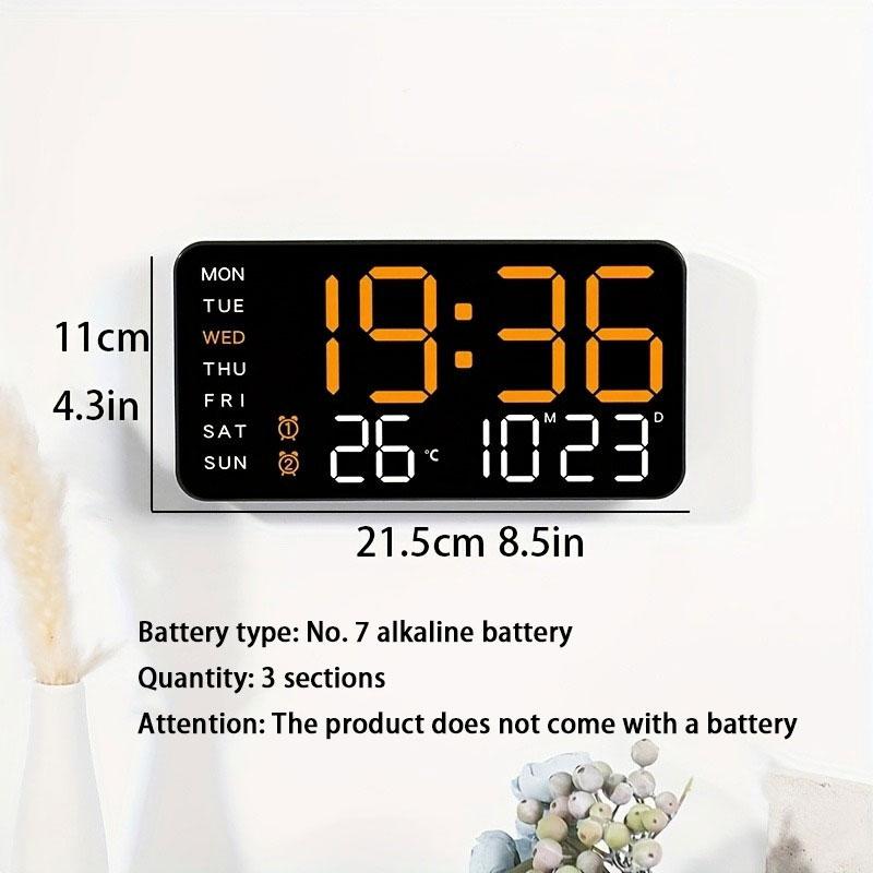 Große digitale Wanduhr mit LED-Anzeige, Datumsanzeige und Thermometer, ideales Geschenk für Senioren, Dekoration für Wohn- und Schlafzimmer
