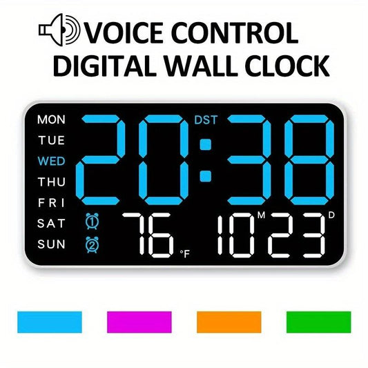 Große digitale Wanduhr mit LED-Anzeige, Datumsanzeige und Thermometer, ideales Geschenk für Senioren, Dekoration für Wohn- und Schlafzimmer