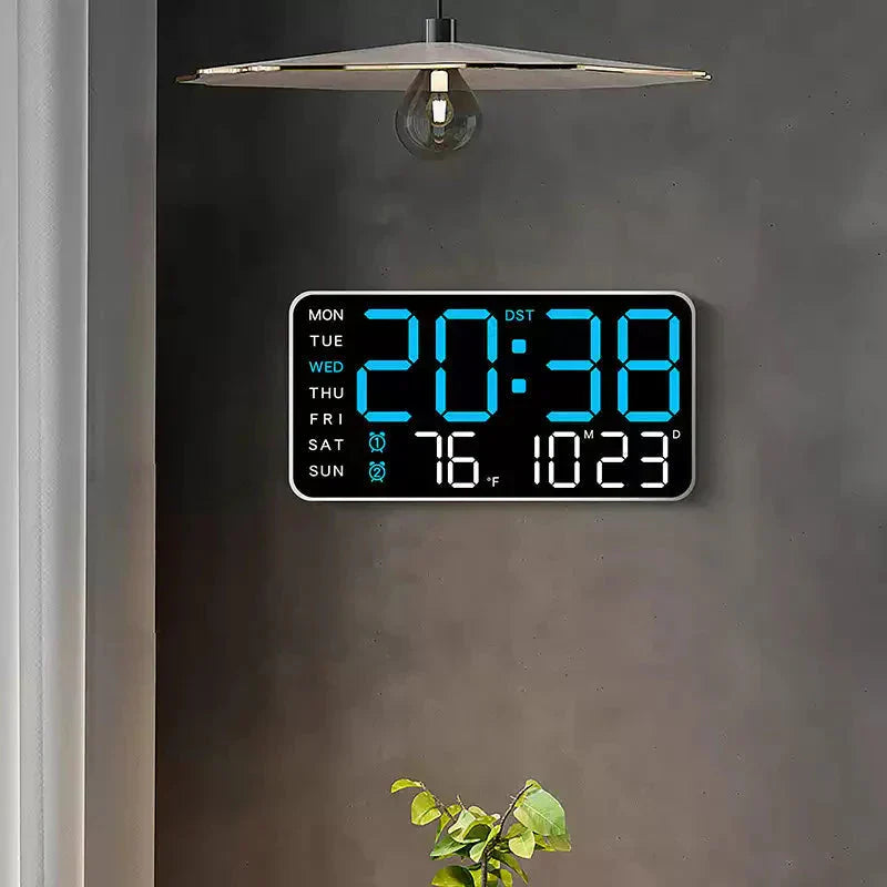 Große digitale Wanduhr mit LED-Anzeige, Datumsanzeige und Thermometer, ideales Geschenk für Senioren, Dekoration für Wohn- und Schlafzimmer