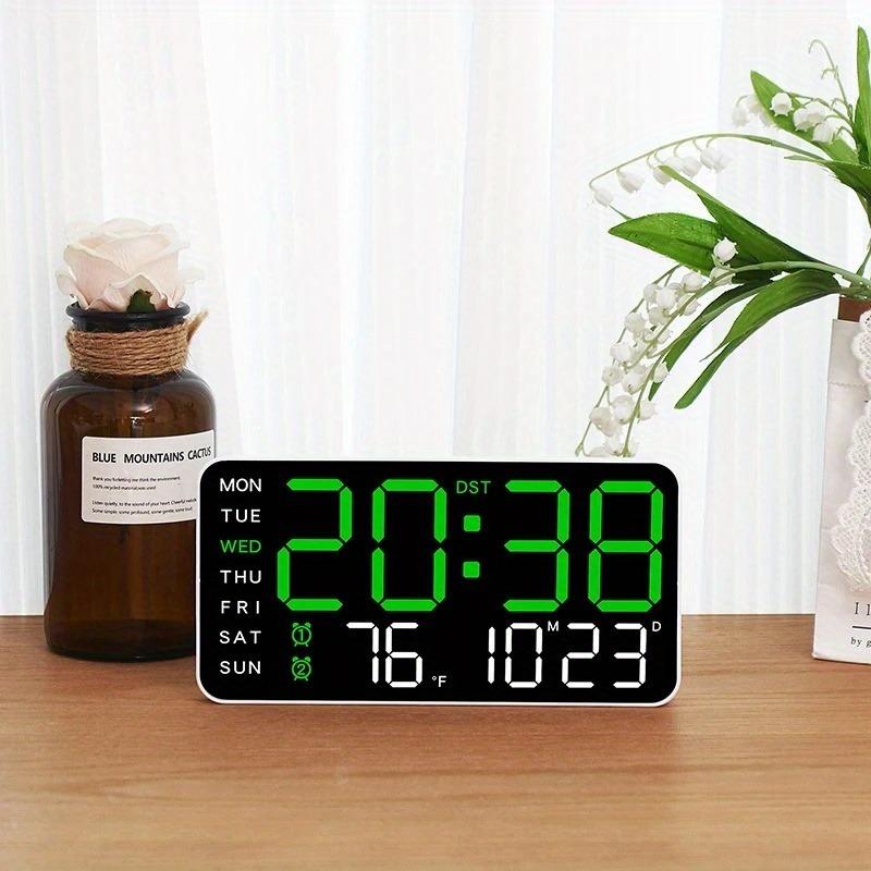 Große digitale Wanduhr mit LED-Anzeige, Datumsanzeige und Thermometer, ideales Geschenk für Senioren, Dekoration für Wohn- und Schlafzimmer