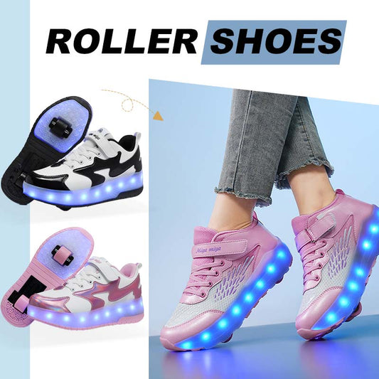 LED-beleuchtete Rollschuhe mit abnehmbaren Rädern