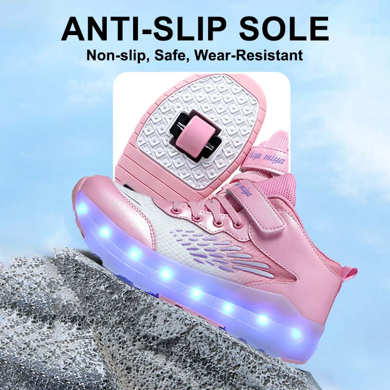 LED-beleuchtete Rollschuhe mit abnehmbaren Rädern