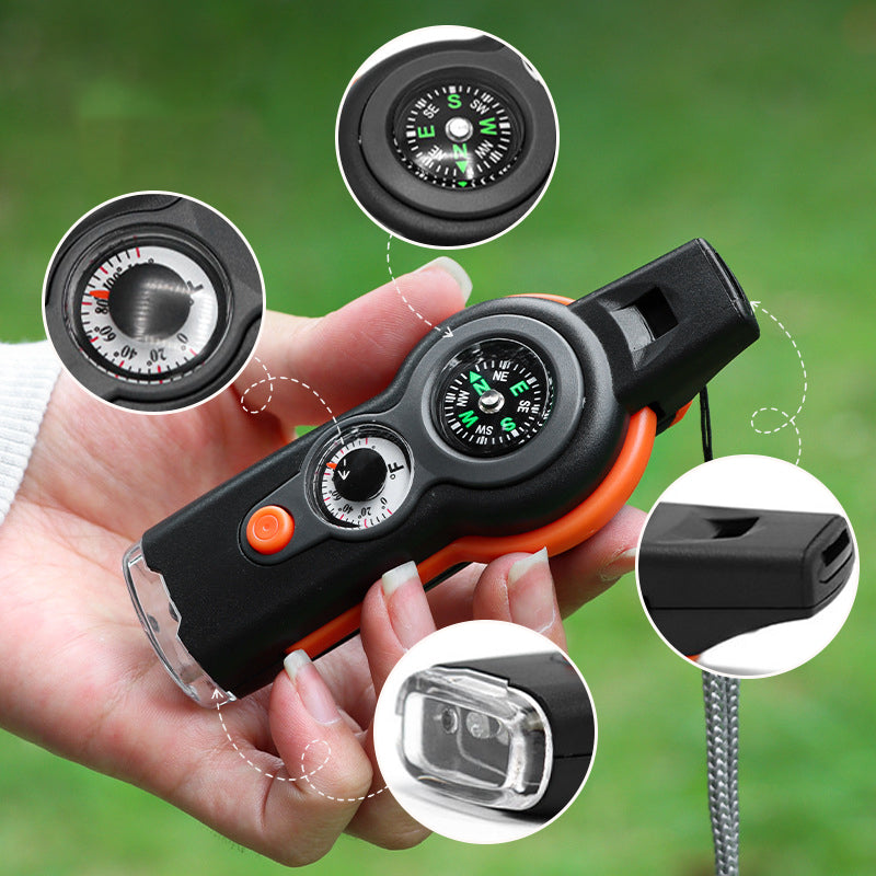7-in-1 Multifunktionale Outdoor-Survival-Trillerpfeife