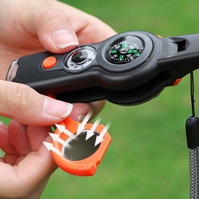 7-in-1 Multifunktionale Outdoor-Survival-Trillerpfeife