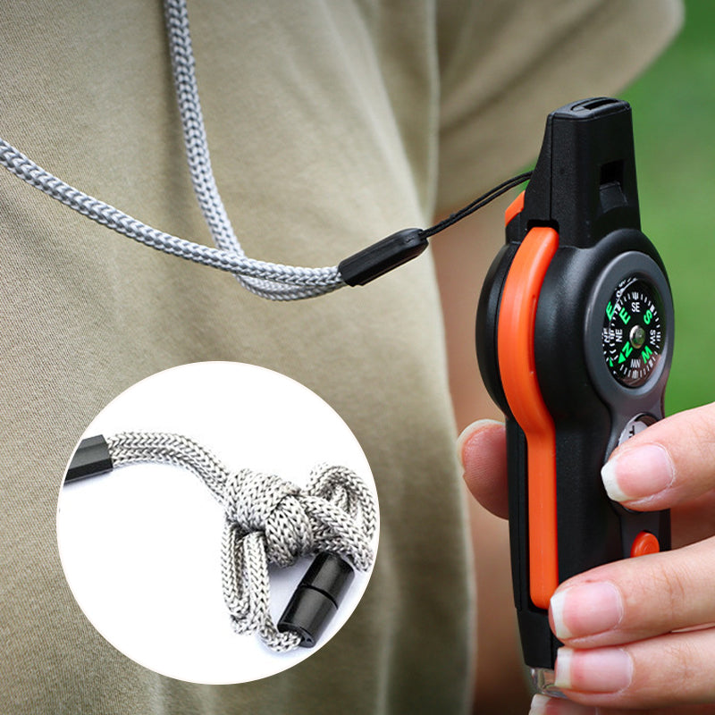 7-in-1 Multifunktionale Outdoor-Survival-Trillerpfeife