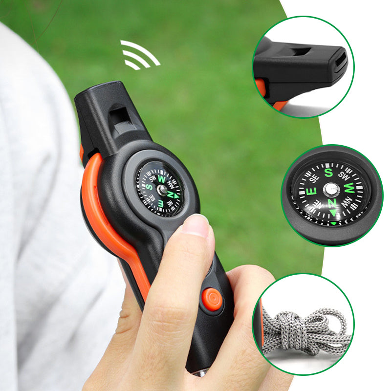 7-in-1 Multifunktionale Outdoor-Survival-Trillerpfeife