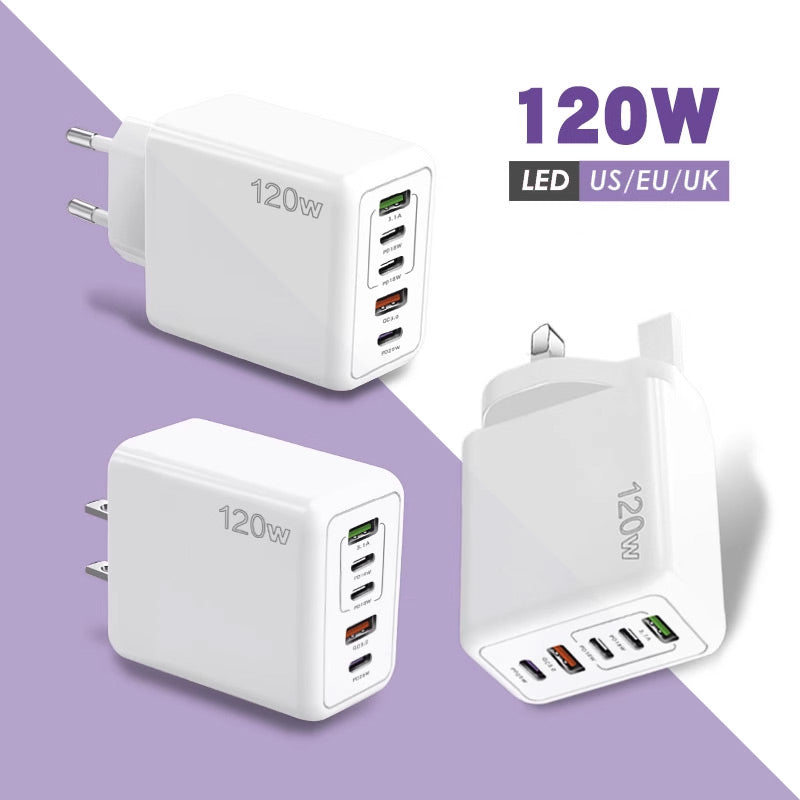 120W Schnell-Ladegerät mit 5 Anschlüssen⚡