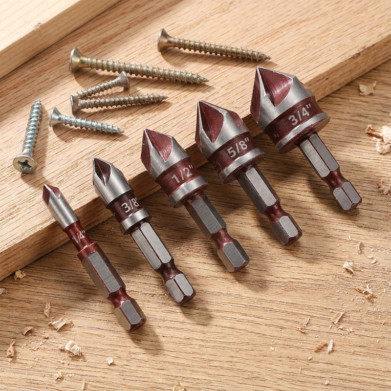 🛠️Jetzt 50 % Rabatt! 🔩 Senkbohrer-Set für Holzbearbeitung 5-teilig – Saubere, bündige Löcher, langlebig und zeitsparend ⚙️