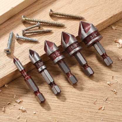 🛠️Jetzt 50 % Rabatt! 🔩 Senkbohrer-Set für Holzbearbeitung 5-teilig – Saubere, bündige Löcher, langlebig und zeitsparend ⚙️