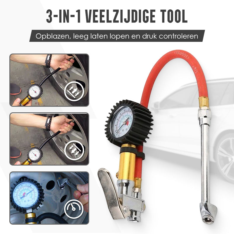 Reifendruckmesser mit Aufpumpfunktion (0-220 PSI)