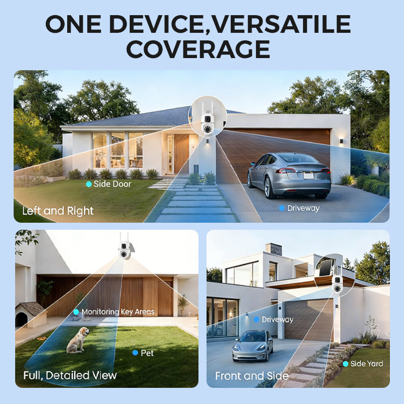 360° Schwenk-Neige 4K Dual-Linsen Sicherheitskamera – Outdoor WLAN Überwachungskamera