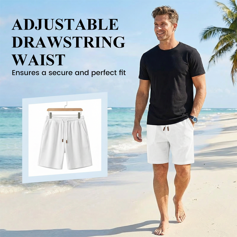 🩳💪 Lässige Herren-Shorts aus Waffelstrick mit Kordelzug – 50% RABATT! Bequem, atmungsaktiv, perfekt für warme Tage. 🔥☀️