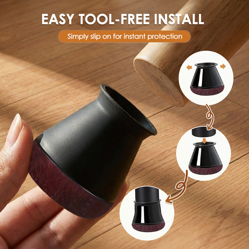 24 Stück Silikon-Stuhlbeinschoner mit Filzpolstern