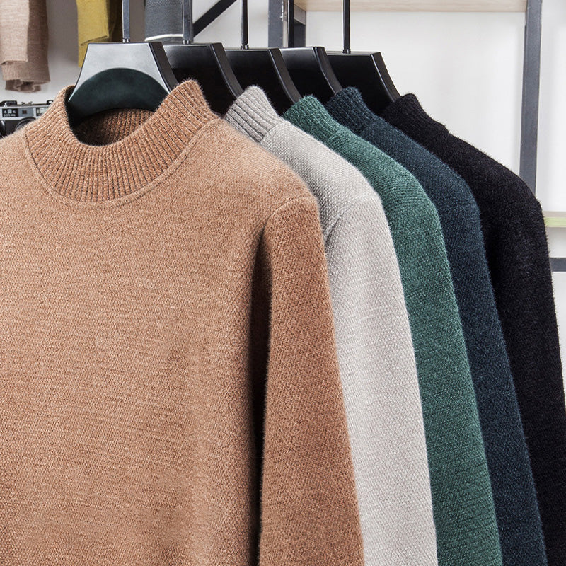 Herren-Pullover mit Rundhalsausschnitt und verdicktem Material