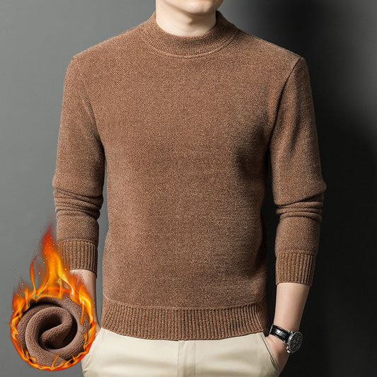Herren-Pullover mit Rundhalsausschnitt und verdicktem Material
