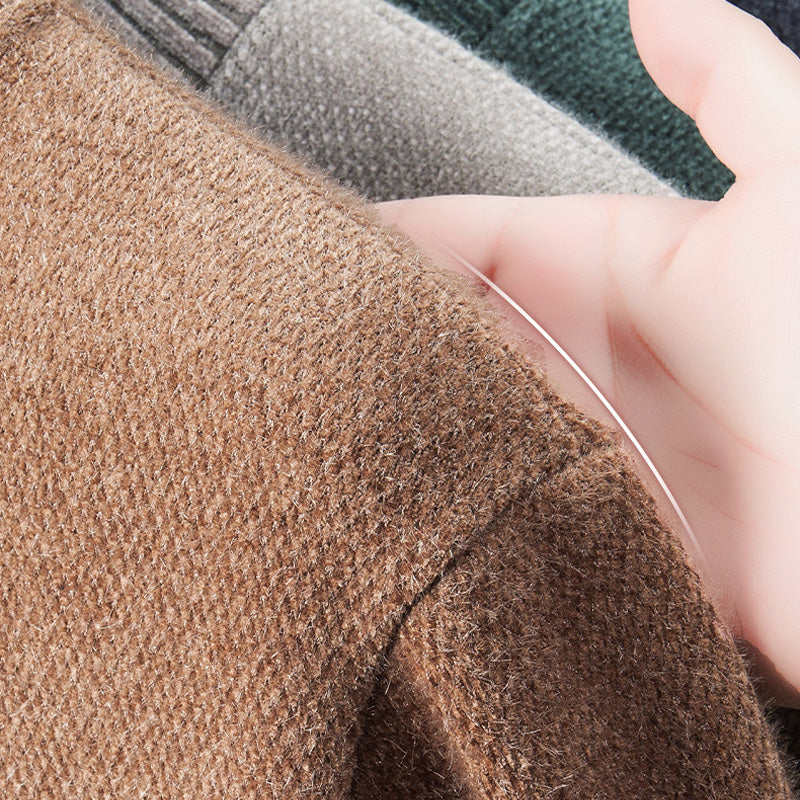 Herren-Pullover mit Rundhalsausschnitt und verdicktem Material