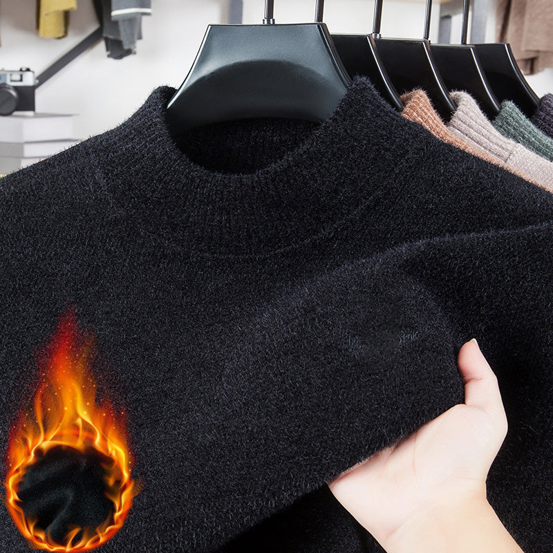 Herren-Pullover mit Rundhalsausschnitt und verdicktem Material