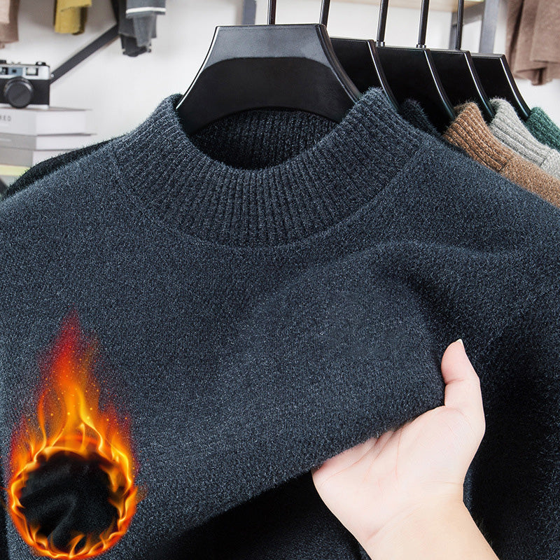 Herren-Pullover mit Rundhalsausschnitt und verdicktem Material