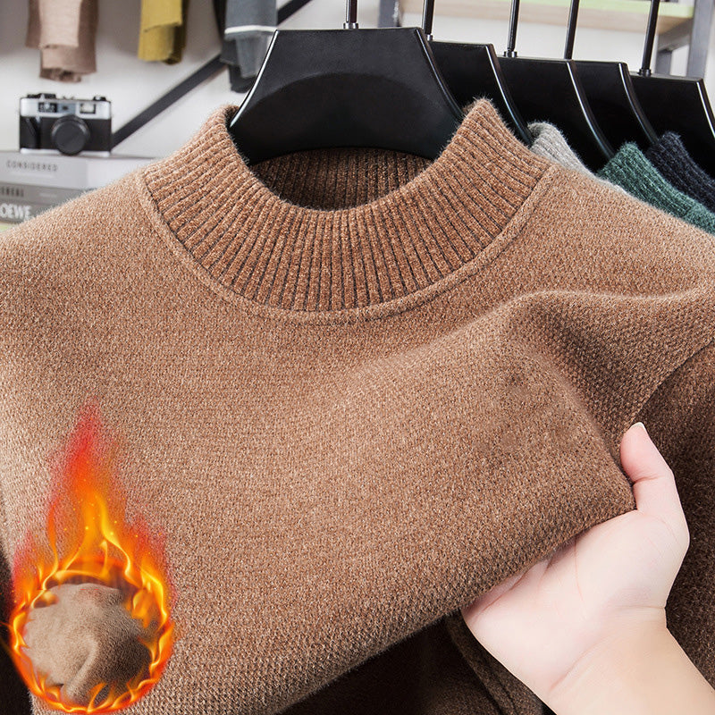 Herren-Pullover mit Rundhalsausschnitt und verdicktem Material
