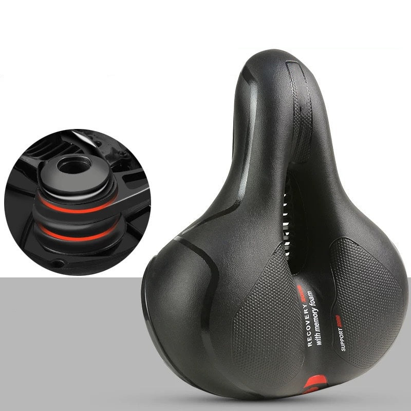 Memory Foam Sattel AntiSchmerz Fahrradsattel 26x22cm WASSERDICHT PU-Leder & Memory Schaum atmungsaktiv rutschfest Maximaler Komfort für MTB Rennrad & E-Bike Reflektierendes Design