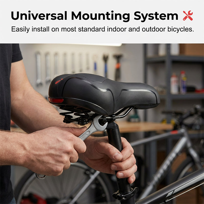 Memory Foam Sattel AntiSchmerz Fahrradsattel 26x22cm WASSERDICHT PU-Leder & Memory Schaum atmungsaktiv rutschfest Maximaler Komfort für MTB Rennrad & E-Bike Reflektierendes Design