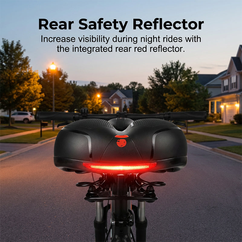 Memory Foam Sattel AntiSchmerz Fahrradsattel 26x22cm WASSERDICHT PU-Leder & Memory Schaum atmungsaktiv rutschfest Maximaler Komfort für MTB Rennrad & E-Bike Reflektierendes Design
