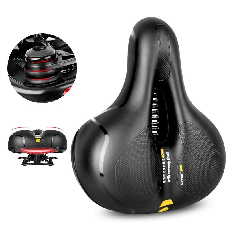 Memory Foam Sattel AntiSchmerz Fahrradsattel 26x22cm WASSERDICHT PU-Leder & Memory Schaum atmungsaktiv rutschfest Maximaler Komfort für MTB Rennrad & E-Bike Reflektierendes Design