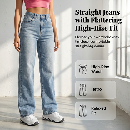 Damenjeans mit hoher Taille und geradem Bein
