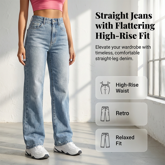 Damenjeans mit hoher Taille und geradem Bein
