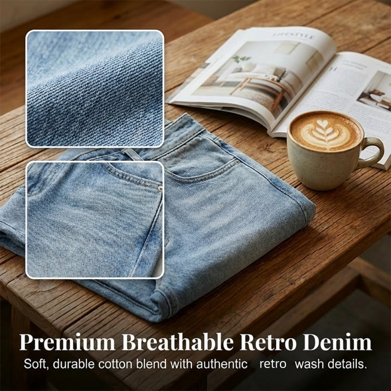 Damenjeans mit hoher Taille und geradem Bein