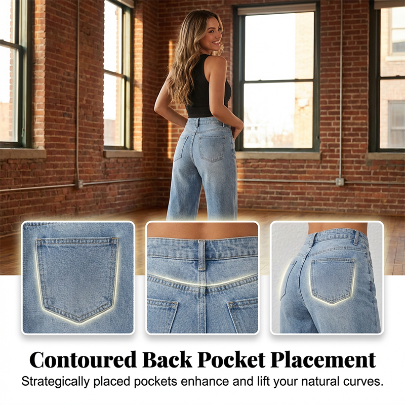 Damenjeans mit hoher Taille und geradem Bein