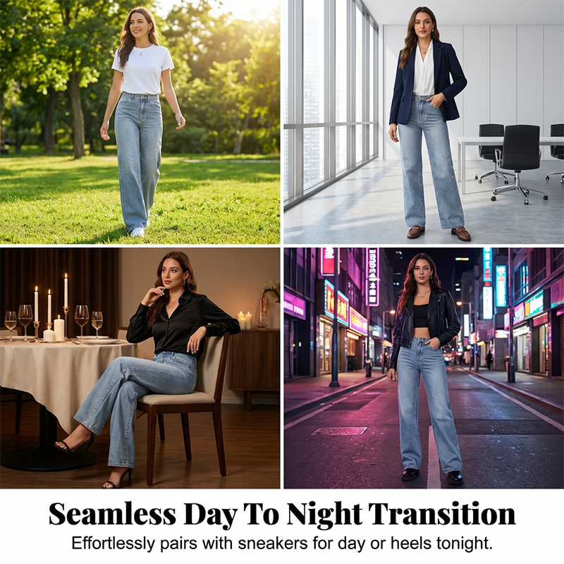 Damenjeans mit hoher Taille und geradem Bein