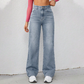 Damenjeans mit hoher Taille und geradem Bein