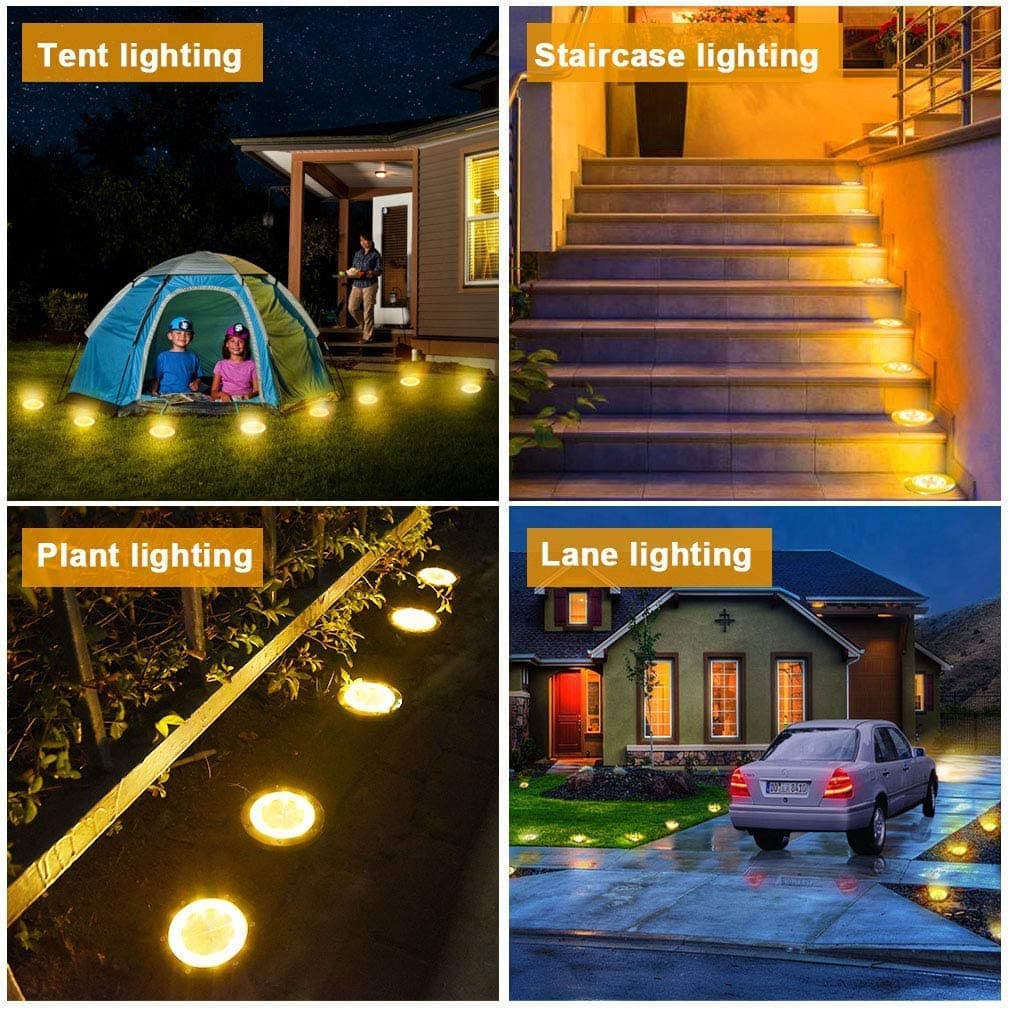 Solar-Bodenleuchte aus Edelstahl mit 8 LED-Lampen