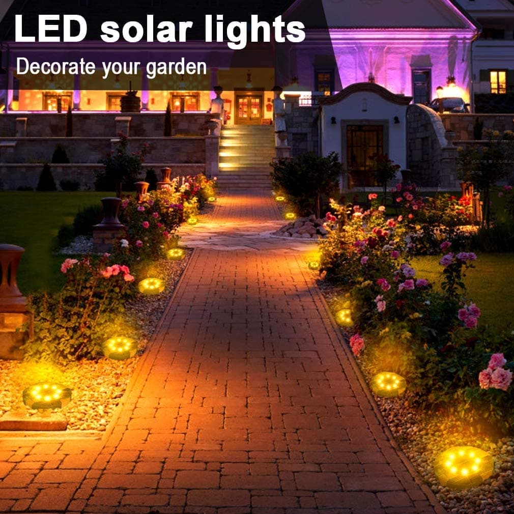 Solar-Bodenleuchte aus Edelstahl mit 8 LED-Lampen