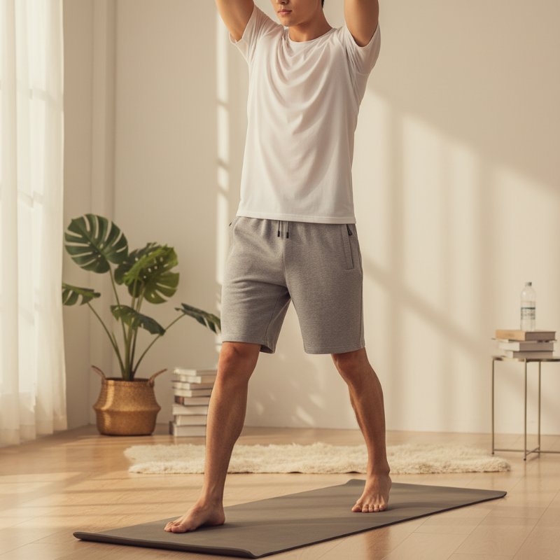 Herren-Sommer-Outdoor-Freizeit-Shorts fürs Fitnessstudio, schlichter Stil, figurbetont, einfarbig, bequem und stilvoll