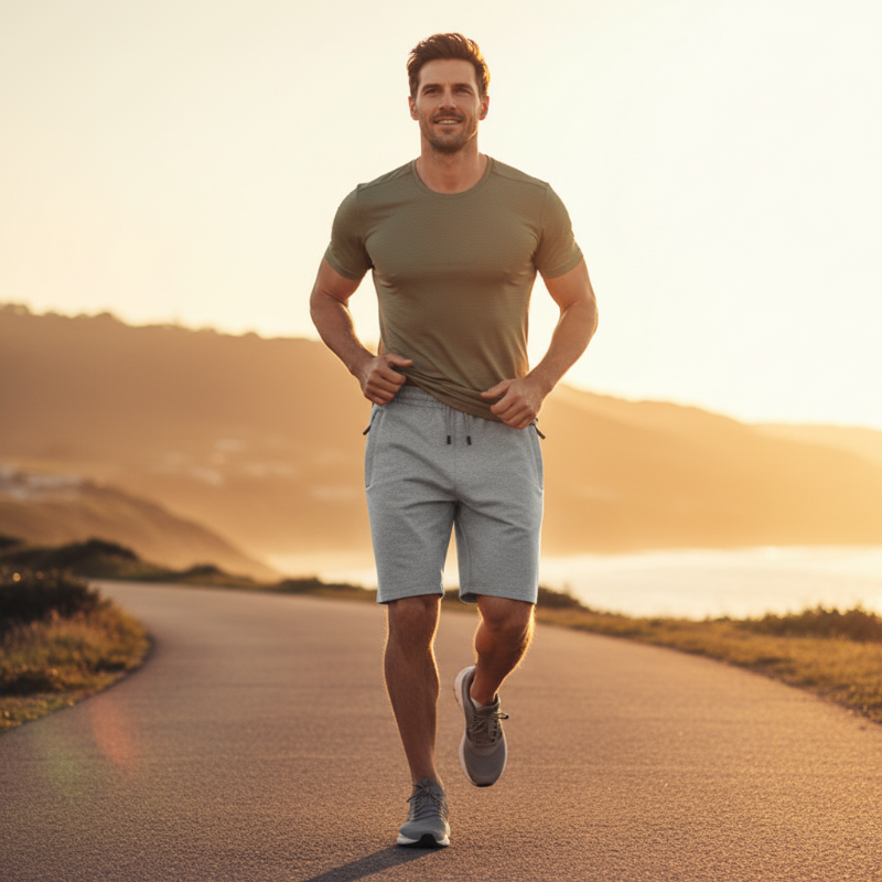 Herren-Sommer-Outdoor-Freizeit-Shorts fürs Fitnessstudio, schlichter Stil, figurbetont, einfarbig, bequem und stilvoll