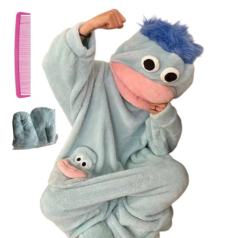 ✨Eleganz braucht keine Worte 🐟Kuscheliger Pyjama aus Korallenfleece mit Figuren🧸