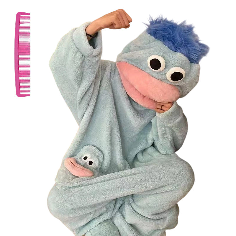 ✨Eleganz braucht keine Worte 🐟Kuscheliger Pyjama aus Korallenfleece mit Figuren🧸
