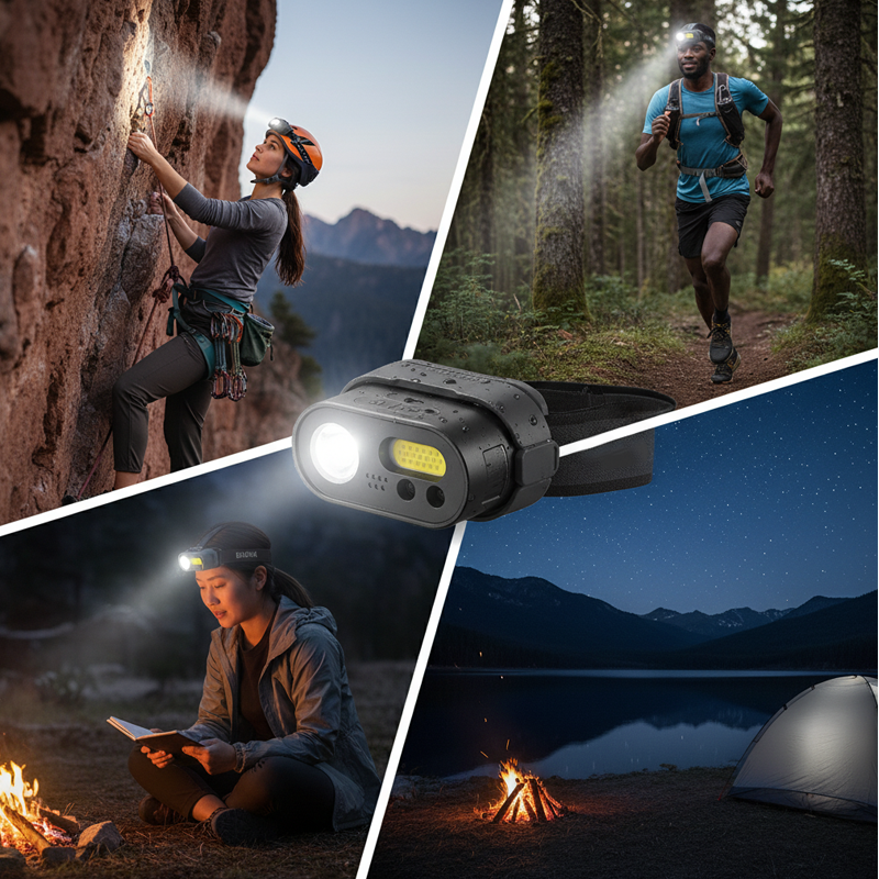 Multifunktionale wiederaufladbare LED-Stirnlampe