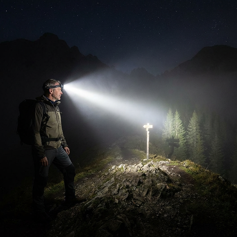 Multifunktionale wiederaufladbare LED-Stirnlampe