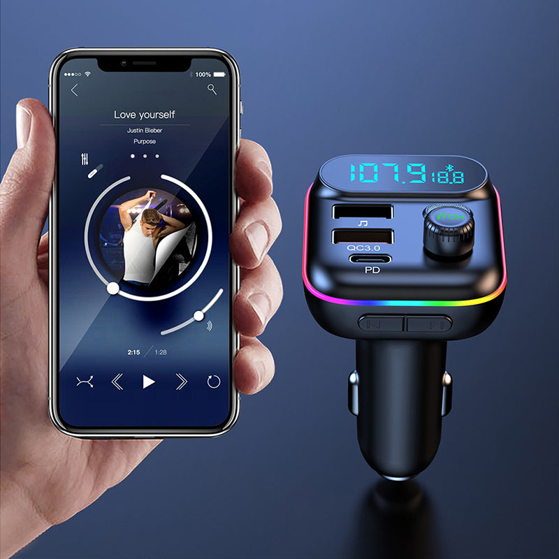 Multifunktionaler Bluetooth-FM-Sender mit Beleuchtung für das Auto