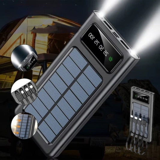 Tragbare Solar-Powerbank mit integriertem Kabel und hoher Kapazität