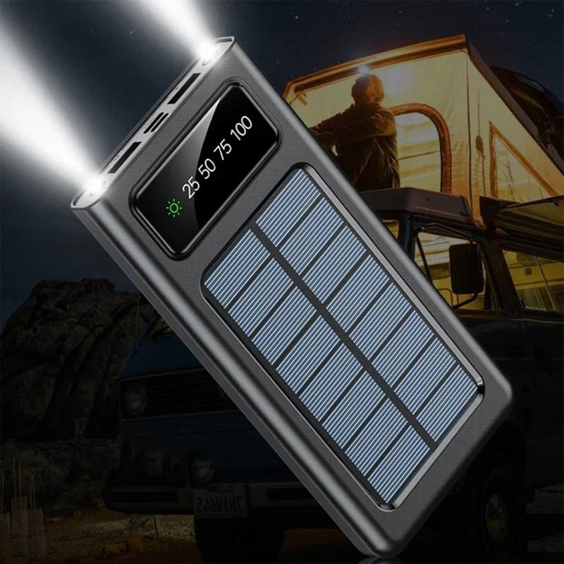 Tragbare Solar-Powerbank mit integriertem Kabel und hoher Kapazität