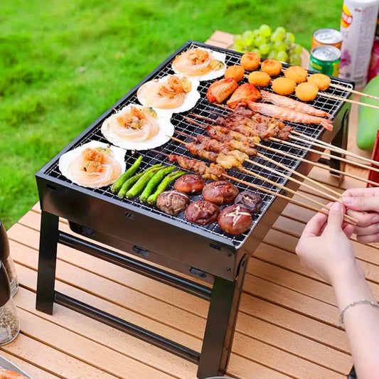 Faltbarer tragbarer Grill mit Schublade und Ständer