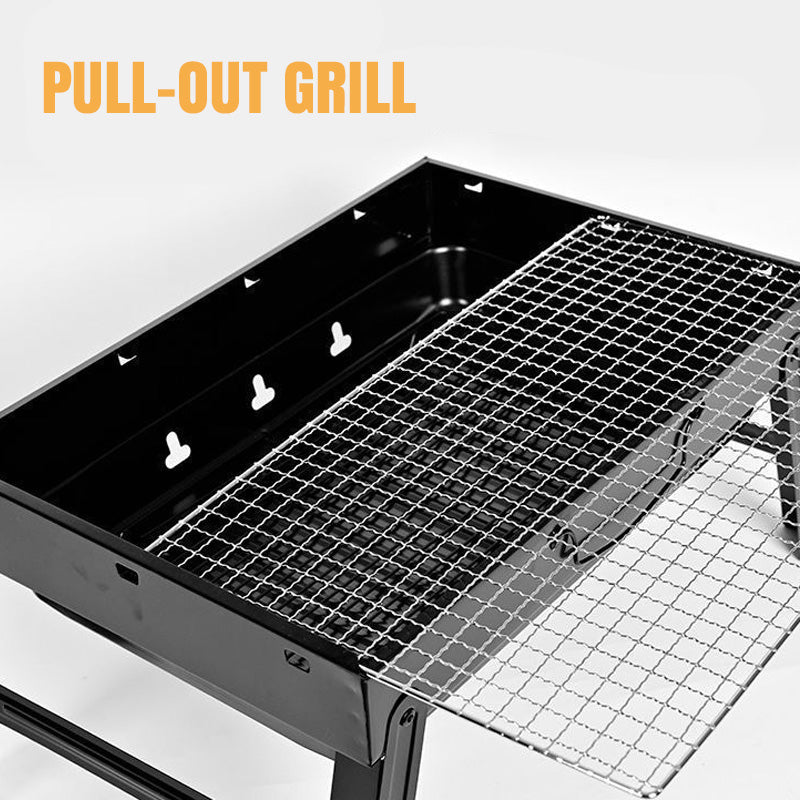 Faltbarer tragbarer Grill mit Schublade und Ständer