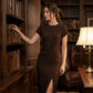 ✨🔥Elegantes Kleid mit Wickelausschnitt vorne und tailliertem Schlitz