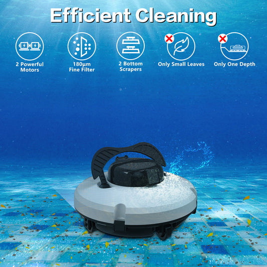 Poolroboter Akku, Akkulaufzeit 130 Minuten, maximale Neigung 18 °, Selbstparken, kabelloser automatischer Poolreiniger, Poolreinigungsroboter, geeignet für flache Pools bis 100 m ²