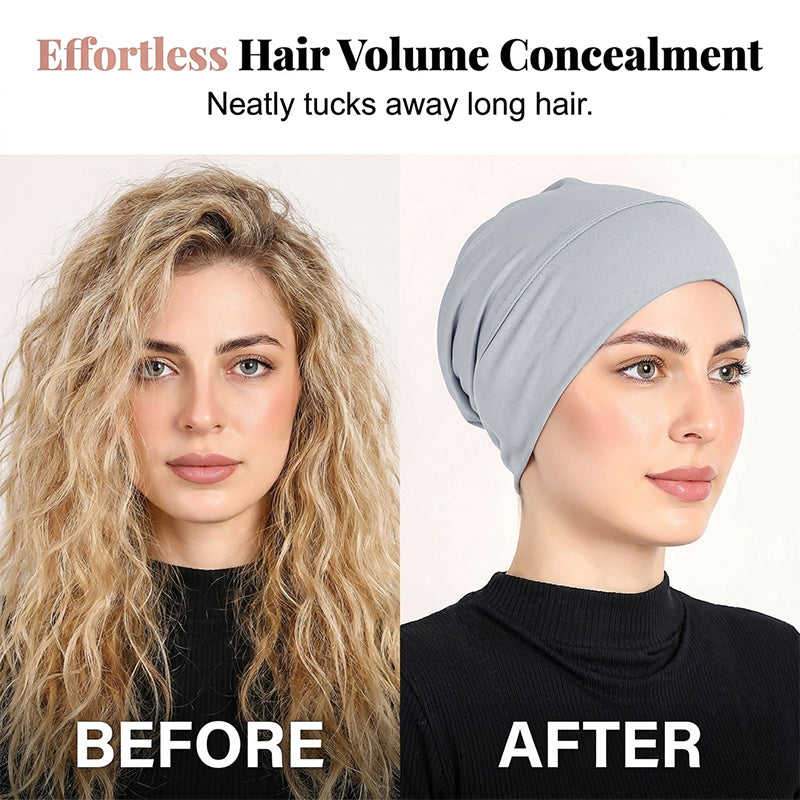 👒 2 zum Preis von 1!🌸 Weiche, dehnbare Turban-Mütze – aus seidenweichem Stoff & rutschfest – kaschiert dünnes Haar – vielseitig als Unterkopfbedeckung einsetzbar 🧣